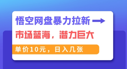 悟空网盘暴力拉新：一单10元，市场空白，日入几张-青年云网创—高质量项目商城