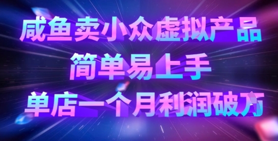 咸鱼卖小众虚拟产品，简单易上手，单店一个月利润破W-青年云网创—高质量项目商城